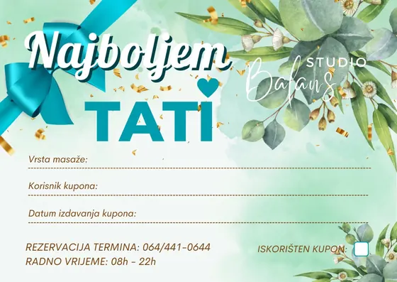 Poklon bon Studio Balans – dizajn dad teal 560 Poklon bon Studio Balans – dizajn dad teal 560