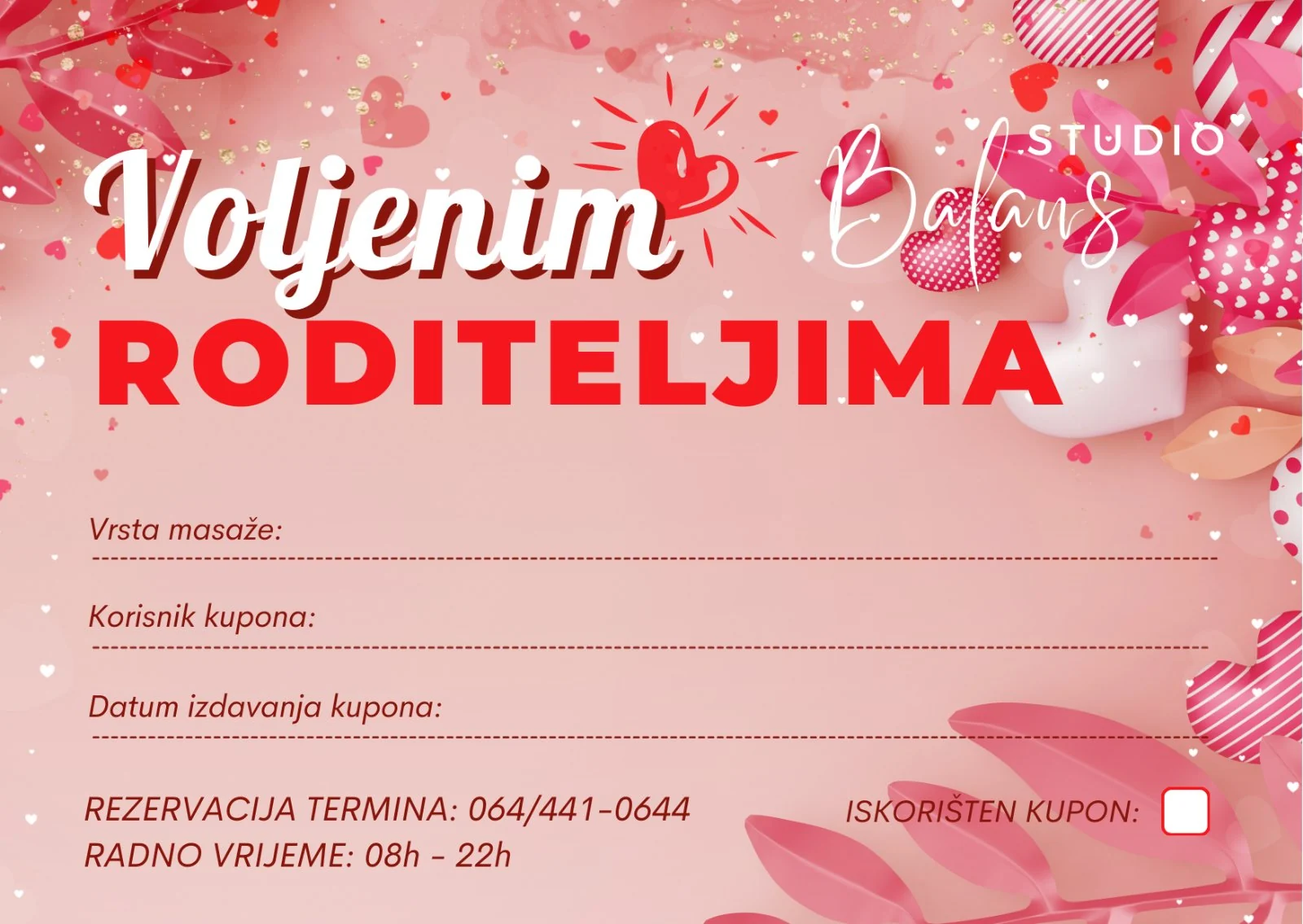 Poklon bon Studio Balans – dizajn parents pink Poklon bon Studio Balans – dizajn parents pink